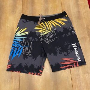 Hurley Men's Leaf Print Board Shorts - Black, Yellow, Blue, Red